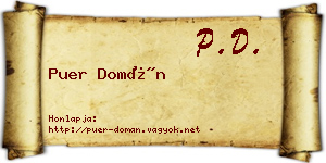 Puer Domán névjegykártya